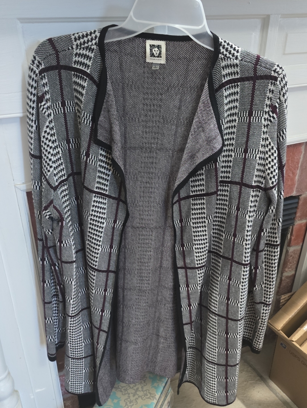 Womens Houndstooth Cardigan By Anne Klein. Excellent. Large